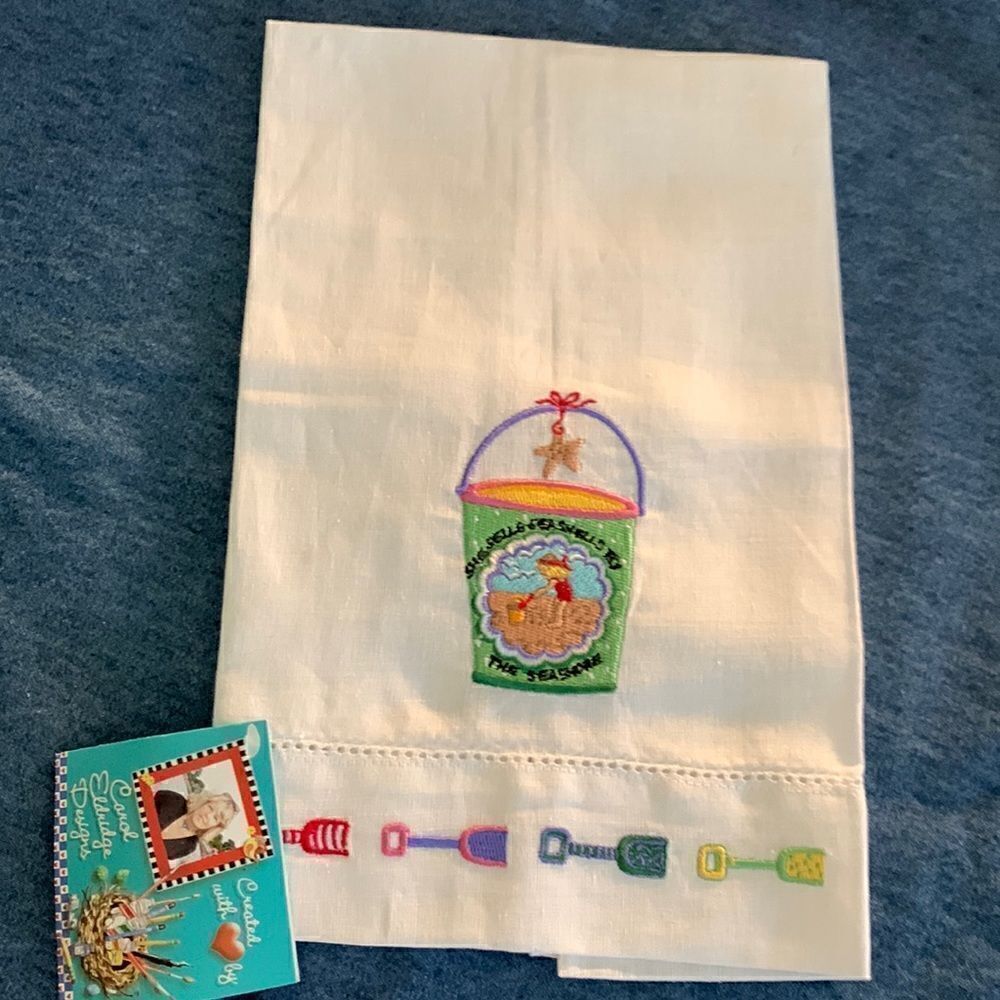 Beach theme tea towel